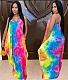 Fashion Tie-dye Print Floor-length Halter Dress GS-1861