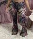 Sexy Multicolor Serpentine Print Tight Flared Trousers MX-1136