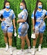 Casual Plus-size Tie-dye Short Sleeve T-shirt and Shorts Two-piece Set without Mask JLY-19086
