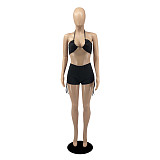 Halter Bra Bandage Lace Up Shorts Beach Outfits DD-88155