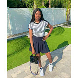 High Waist Solid Pleated A-line Mini Skirt ABL-6702
