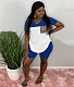 Casual Splicing V Neck Short Sleeves Two Pieces Short Outfits DAI-8214