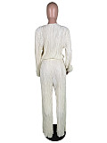 Retro Long Sleeve Top Loose Pleated Wide-leg Pants Set MK-3077