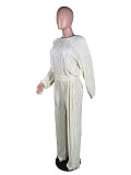 Retro Long Sleeve Top Loose Pleated Wide-leg Pants Set MK-3077