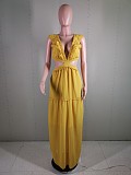 Low Cut Deep V Sleeveless Hollow Out Chiffon Dress MK-3080