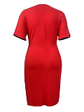 V Neck Short Sleeve Pocket Loose Casual Dress TB-5402