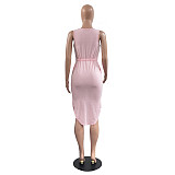 Sleeveless Drawstring Waist Pockets Pencil Dress HGL-1848