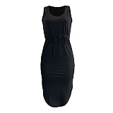 Sleeveless Drawstring Waist Pockets Pencil Dress HGL-1848