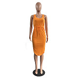 Sleeveless Drawstring Waist Pockets Pencil Dress HGL-1848