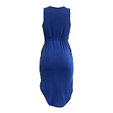 Sleeveless Drawstring Waist Pockets Pencil Dress HGL-1848