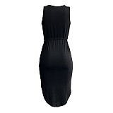 Sleeveless Drawstring Waist Pockets Pencil Dress HGL-1848
