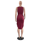 Sleeveless Drawstring Waist Pockets Pencil Dress HGL-1848
