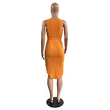 Sleeveless Drawstring Waist Pockets Pencil Dress HGL-1848