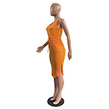 Sleeveless Drawstring Waist Pockets Pencil Dress HGL-1848