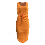 Sleeveless Drawstring Waist Pockets Pencil Dress HGL-1848