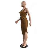 Sleeveless Drawstring Waist Pockets Pencil Dress HGL-1848