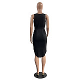 Sleeveless Drawstring Waist Pockets Pencil Dress HGL-1848
