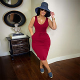 Sleeveless Drawstring Waist Pockets Pencil Dress HGL-1848