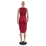 Sleeveless Drawstring Waist Pockets Pencil Dress HGL-1848