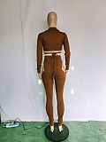 Long Sleeve Bandage Crop Top Hollow Out Pants Set BN-9317