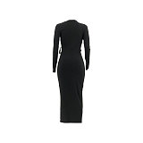 Ribbed Knitted Hollow Out Bandage Maxi Dresses OSS-21432