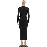 Ribbed Knitted Hollow Out Bandage Maxi Dresses OSS-21432