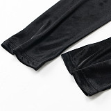 Black Mesh See Through Shirt Top Skinny Pants Set NY-2299