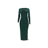 Ribbed Knitted Hollow Out Bandage Maxi Dresses OSS-21432