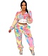 Tie Dye Plush Hooded Jacket Pants 2pcs Outfits LUO-6351