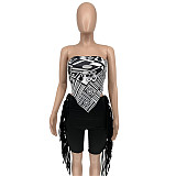 Hipster Graphic Bandana Strapless Crop Top WSY-5928