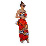 Leopard Print Backless Floor Length Maxi Slip Dress FSX-342
