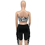 Hipster Graphic Bandana Strapless Crop Top WSY-5928
