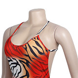 Leopard Print Backless Floor Length Maxi Slip Dress FSX-342