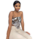 Hipster Graphic Bandana Strapless Crop Top WSY-5928