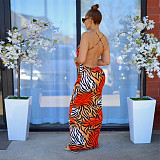 Leopard Print Backless Floor Length Maxi Slip Dress FSX-342