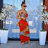 Leopard Print Backless Floor Length Maxi Slip Dress FSX-342