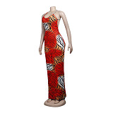 Leopard Print Backless Floor Length Maxi Slip Dress FSX-342