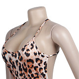 Leopard Print Backless Floor Length Maxi Slip Dress FSX-342