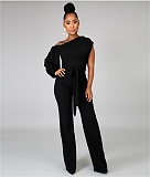 Single Shoulder Lace Up One Piece Wide Leg Jumpsuit YF-10113