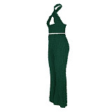 Cross Halter Backless Vest Crop Top Flare Pants Suits JLY-19332
