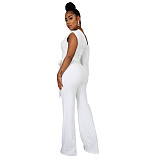 Single Shoulder Lace Up One Piece Wide Leg Jumpsuit YF-10113
