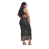 Hollow Out Knitted Tassel Beach Backless Maxi Dress TR-1202