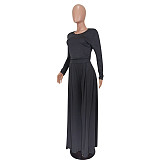 Simple Long Sleeve Crop T-shirt Wide Leg Pant Outfits YD-8522