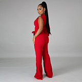 Single Shoulder Lace Up One Piece Wide Leg Jumpsuit YF-10113