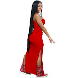 One Shoulder Sleeveless Side Slit Maxi Dress WSM-5309