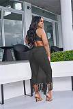 Hollow Out Knitted Tassel Beach Backless Maxi Dress TR-1202