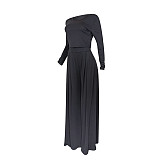 Simple Long Sleeve Crop T-shirt Wide Leg Pant Outfits YD-8522