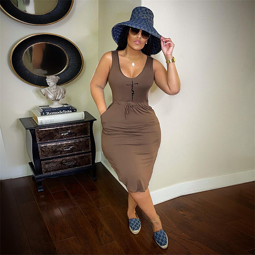 High Waist Lace Up Sleeveless Tank Dresses HGL-1890