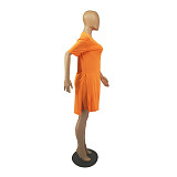 Solid V Neck Short Sleeve Side Split T Shirt Shorts Set FOS-8216