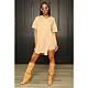 Solid V Neck Short Sleeve Side Split T Shirt Shorts Set FOS-8216